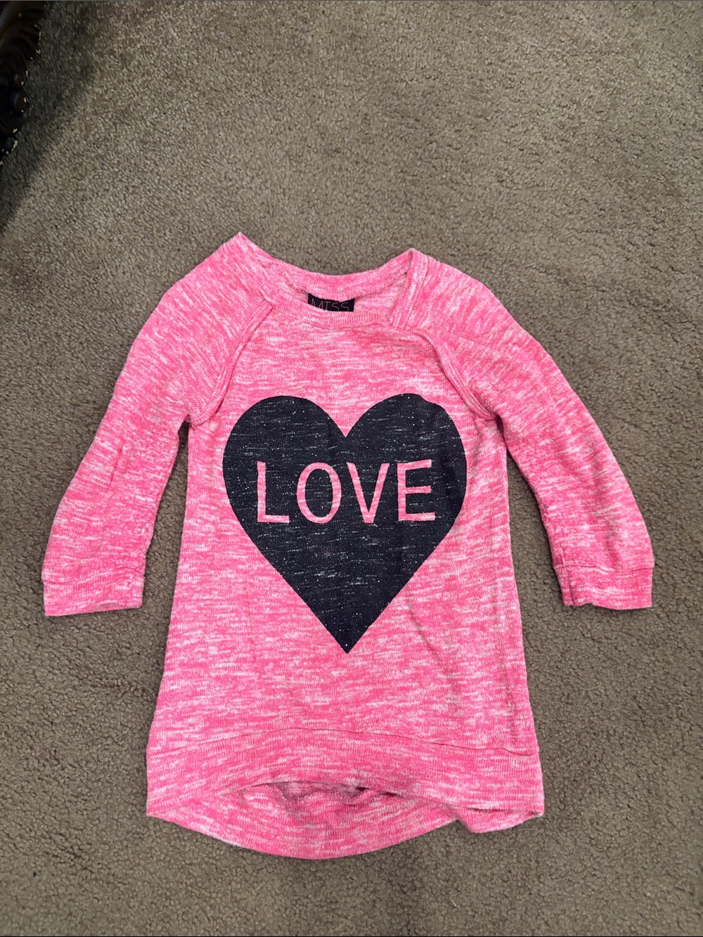 Girls Pink Tie-Dye Knit Sweater & Love Graphic 3/4 sleeve shirt size small - Picture 5 of 5